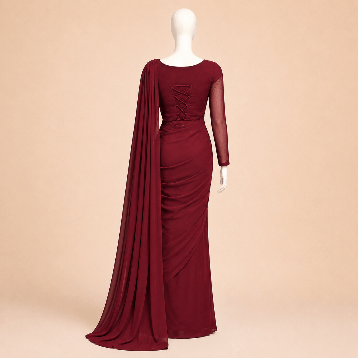 Elegant Chiffon Saree Long Floor-Length Style – 0094M