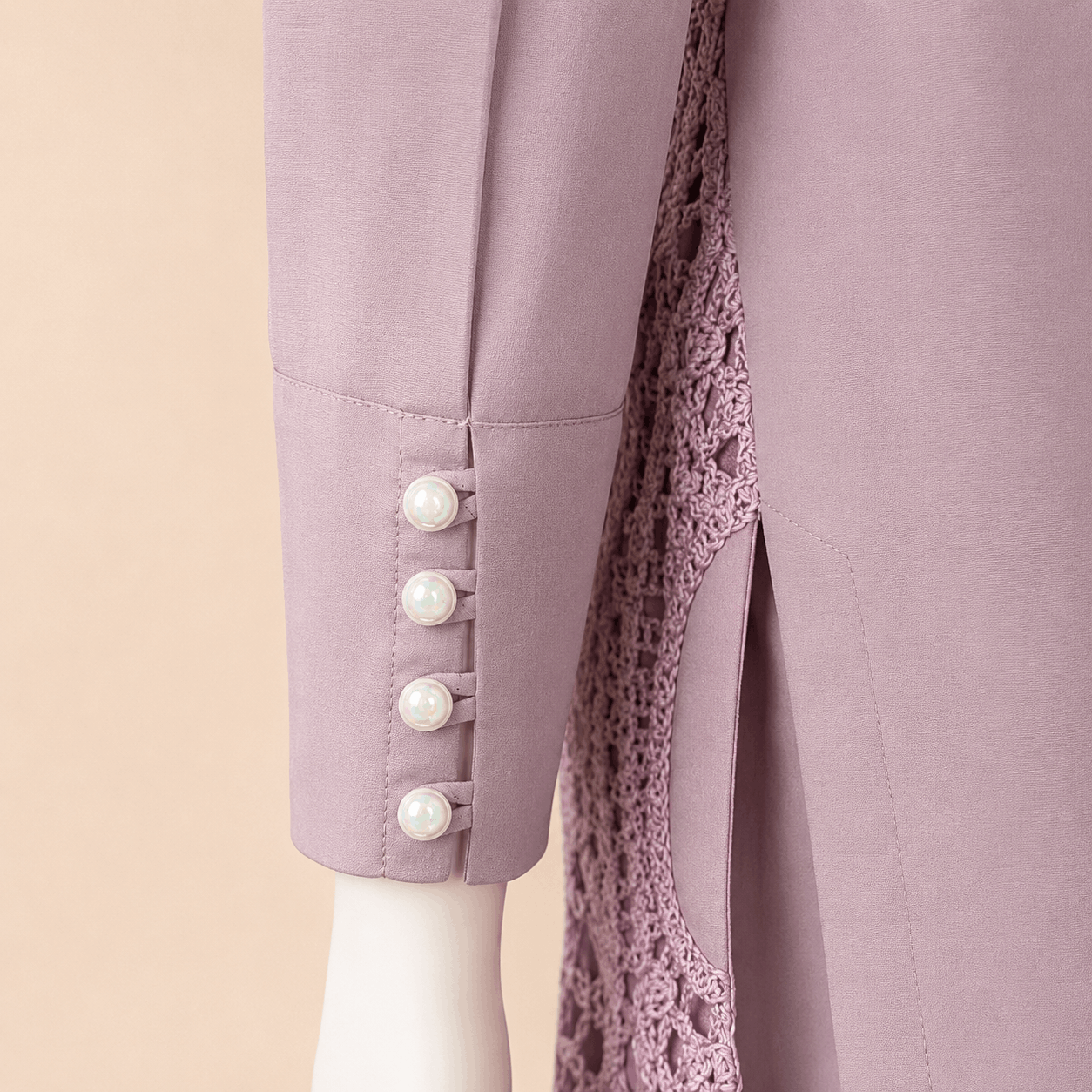 Dusty Mauve Lawn Crochet Lace Two-Piece Suit – 0089M