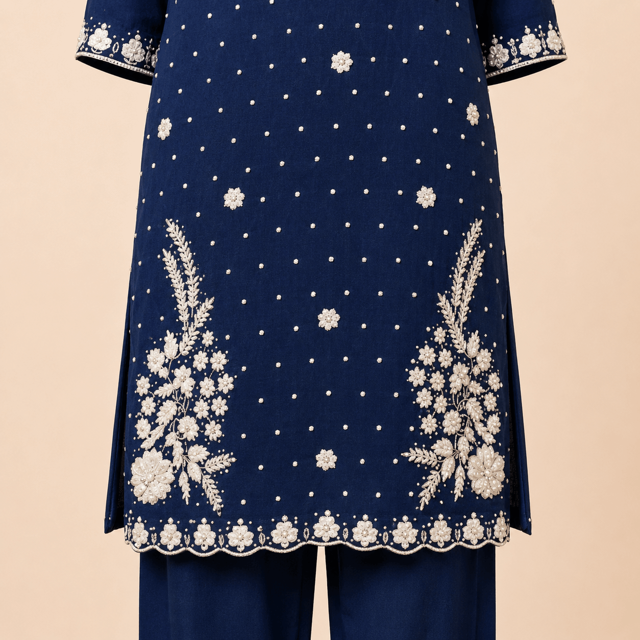 Royal Navy Floral Embellished 3-Piece Formal Suit – 0098M