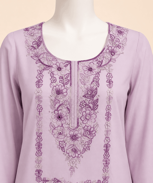 Elegant Lilac Handmade Embroidered with sequence 2-Piece LawnSuit – 0113M