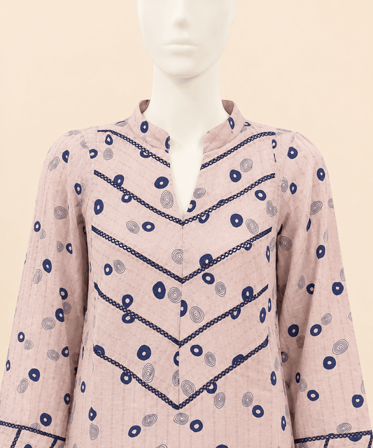 Blush Pink Geometric Print Co-Ord Lawn Set – 0087M