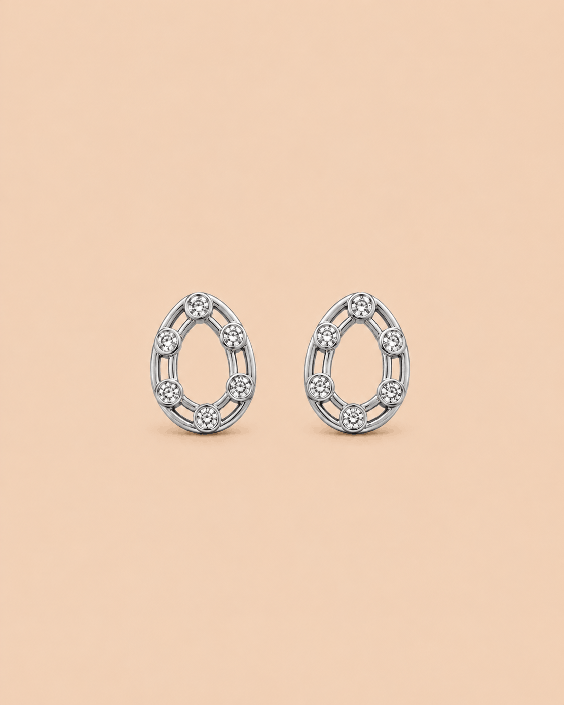 Silver Stainless Steel Teardrop Tops with Crystal Stones 0034M