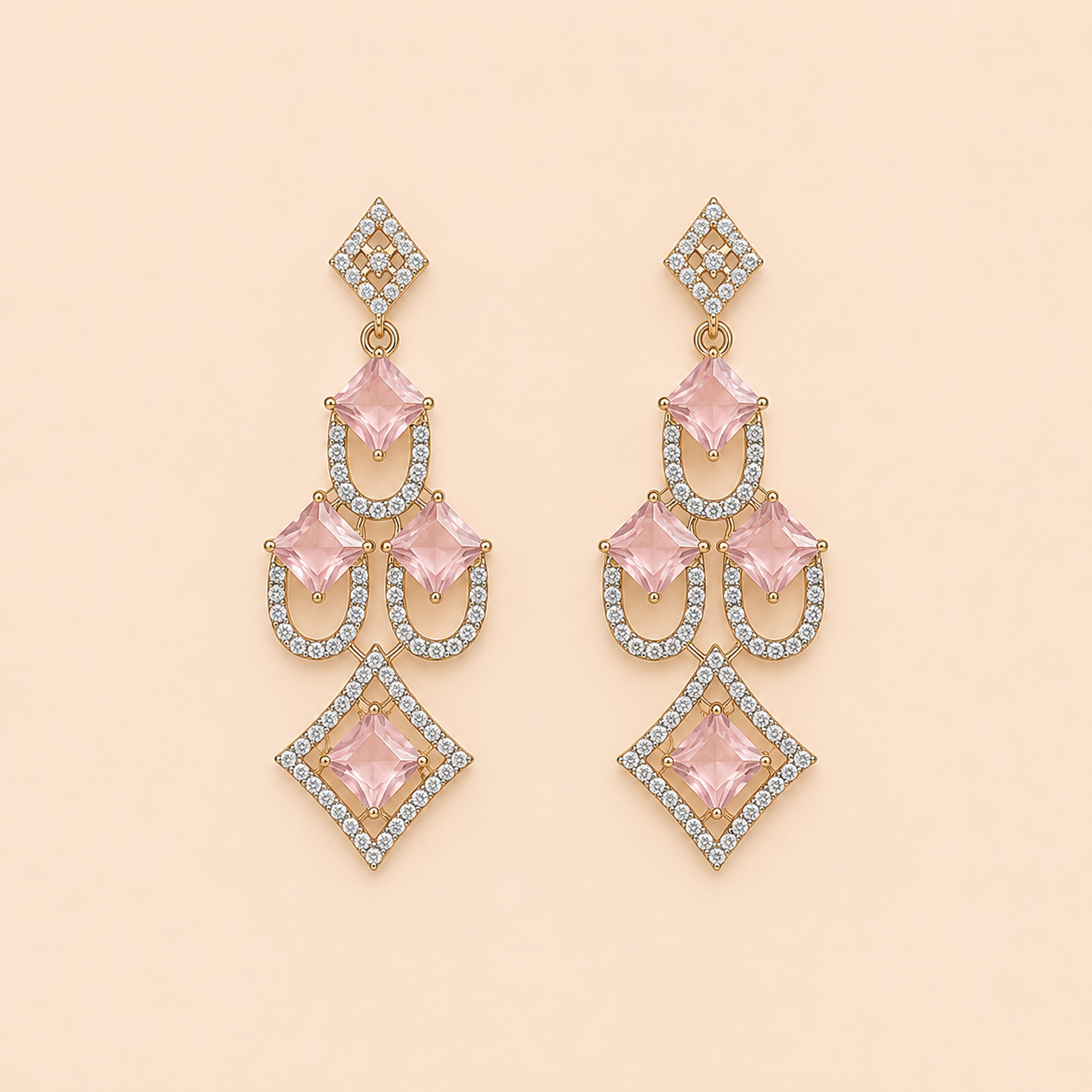 Geometric Crystal Chandelier Drop Earrings – 0061M