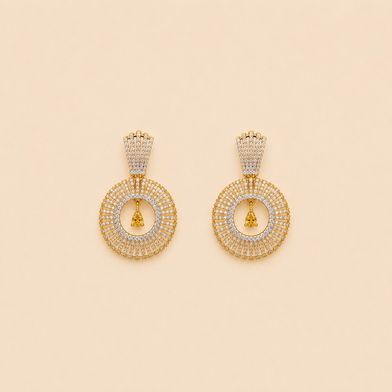Radiant Halo Crystal Chandelier Earrings – Gold Tone 0063M