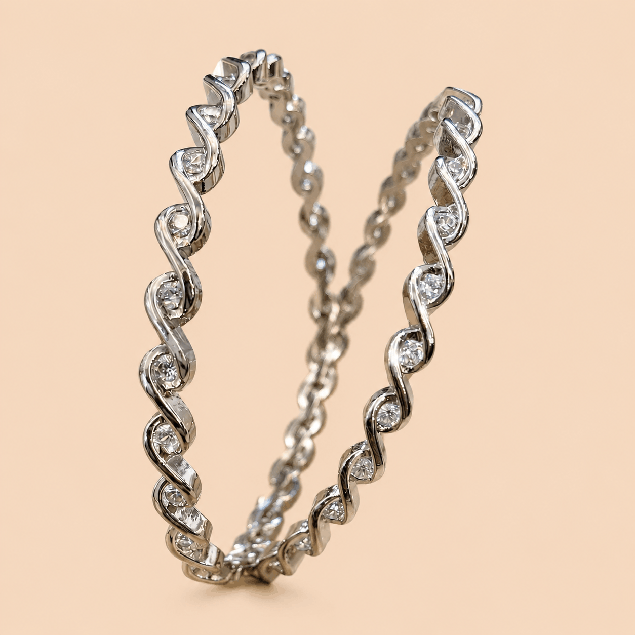 Silver Spiral Crystal Metal Bangles – SKU 0017M