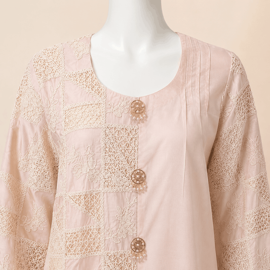 Blush Pearl Patchwork Embroidered Two-Piece Lawn Suit – 0090M