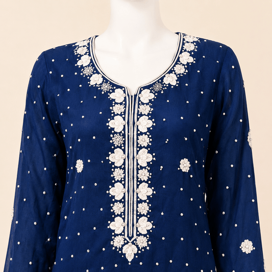 Royal Navy Floral Embellished 3-Piece Formal Suit – 0098M