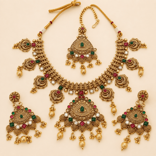 Royal Antique Gold Bridal Jewellery Set – 0148M