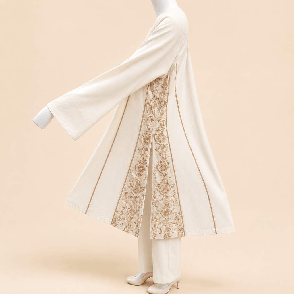Ivory Grace Panelled long Frock Kurta Set – 0133M