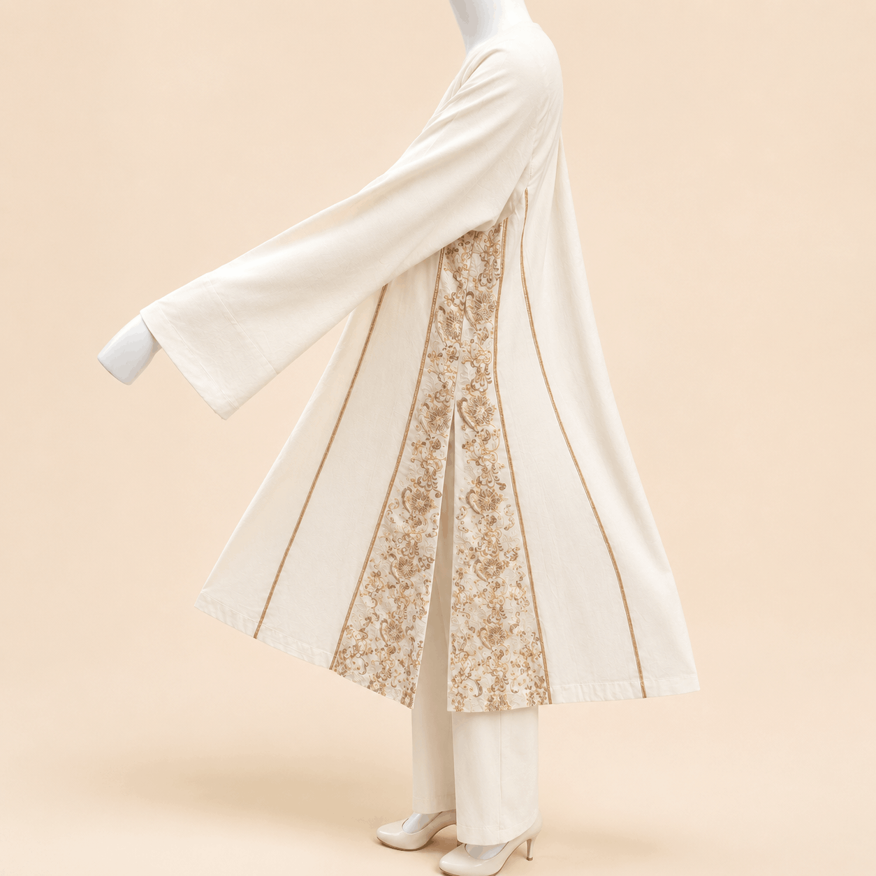 Ivory Grace Panelled long Frock Kurta Set – 0133M