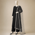 Black & Silver Embellished Handmade Dupatta – 0128M
