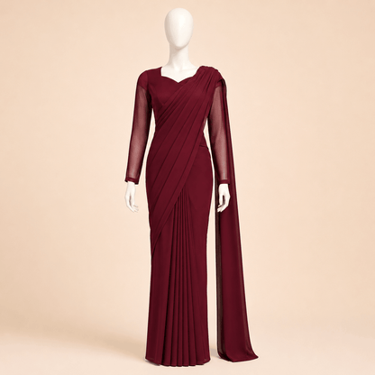 Elegant Chiffon Saree Long Floor-Length Style – 0094M