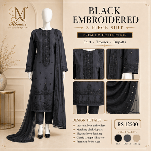 Midnight Noir Embroidered 3-Piece Suit 0143M