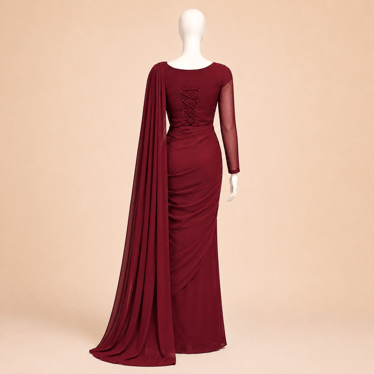Elegant Chiffon Saree Long Floor-Length Style – 0094M