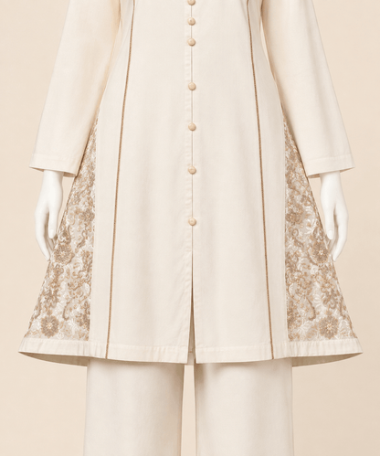 Ivory Grace Panelled long Frock Kurta Set – 0133M