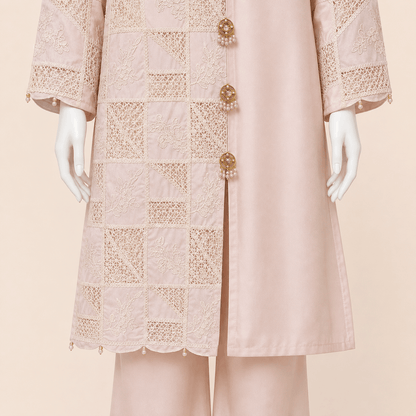 Blush Pearl Patchwork Embroidered Two-Piece Lawn Suit – 0090M