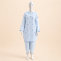 Sky Blue Floral Embroidered Lace with Tulip Shalwar 2-Piece – 0126M