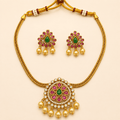 Ruby Emerald Kundan Pearl Necklace Set – 0136M