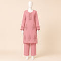 Elegant Dusty Rose Handmade Embroidered 2-Piece Lawn Suit – 0114M