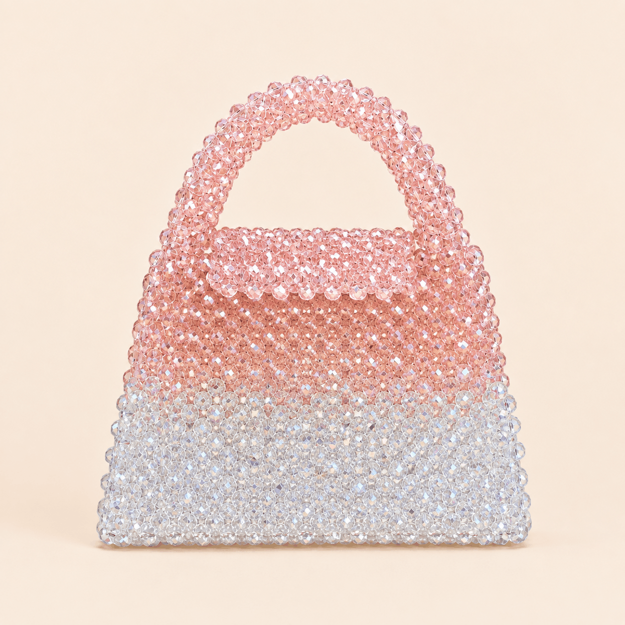 Blush Peach & Clear Crystal Beaded Mini Handbag – 0107M