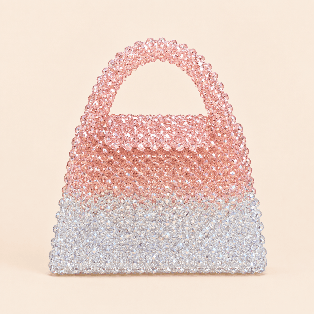 Blush Peach & Clear Crystal Beaded Mini Handbag – 0107M