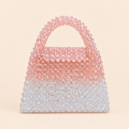 Blush Peach & Clear Crystal Beaded Mini Handbag – 0107M