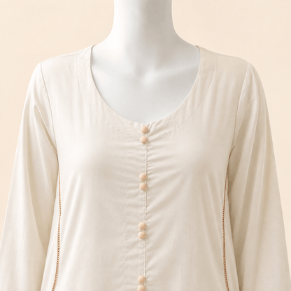 Ivory Grace Panelled long Frock Kurta Set – 0133M