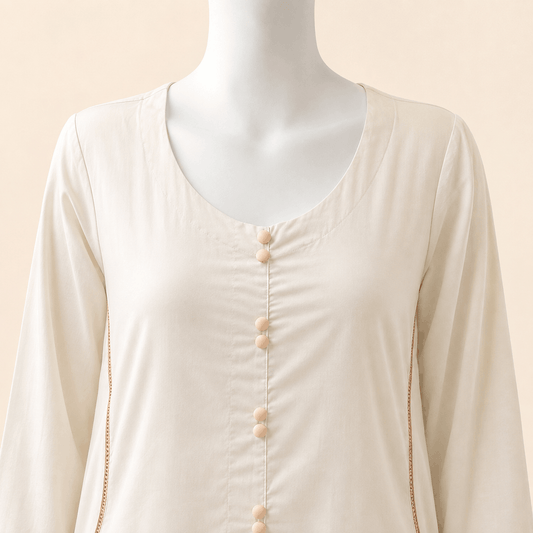 Ivory Grace Panelled long Frock Kurta Set – 0133M