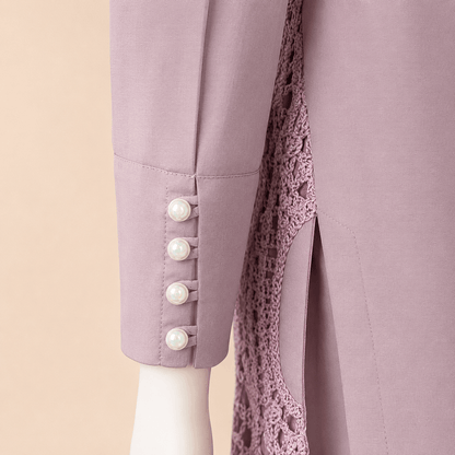 Dusty Mauve Lawn Crochet Lace Two-Piece Suit – 0089M
