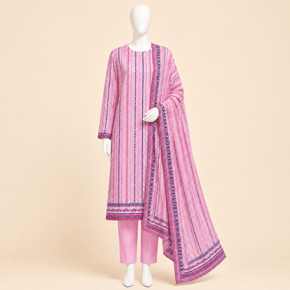 Candy Blush Striped 3-Piece Suit with Matching Dupatta – 0122M