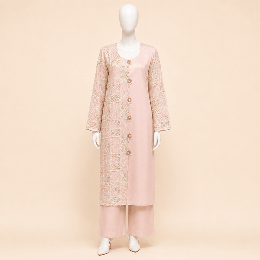 Blush Pearl Patchwork Embroidered Two-Piece Lawn Suit – 0090M