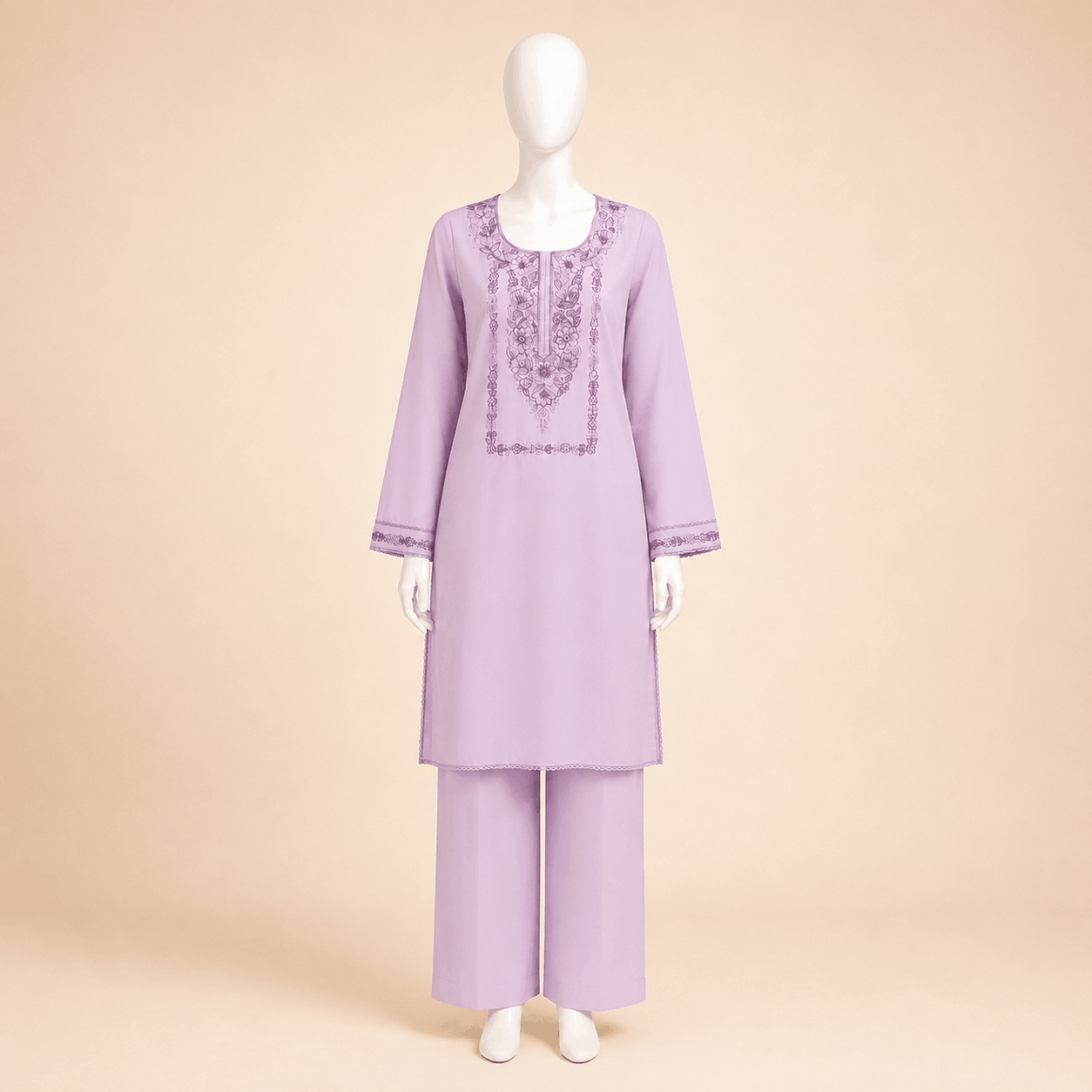Elegant Lilac Handmade Embroidered with sequence 2-Piece LawnSuit – 0113M