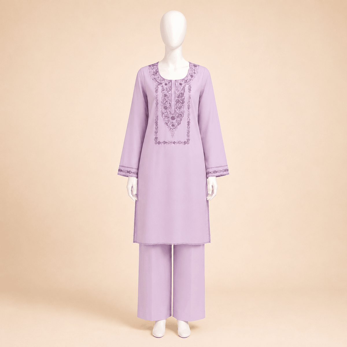Elegant Lilac Handmade Embroidered with sequence 2-Piece LawnSuit – 0113M