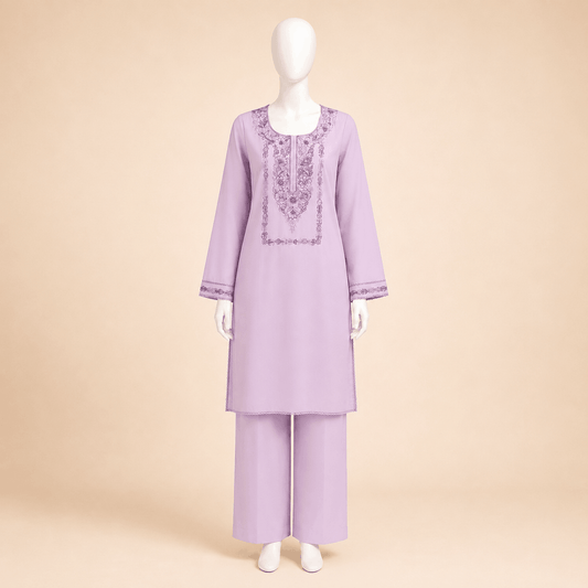 Elegant Lilac Handmade Embroidered with sequence 2-Piece LawnSuit – 0113M