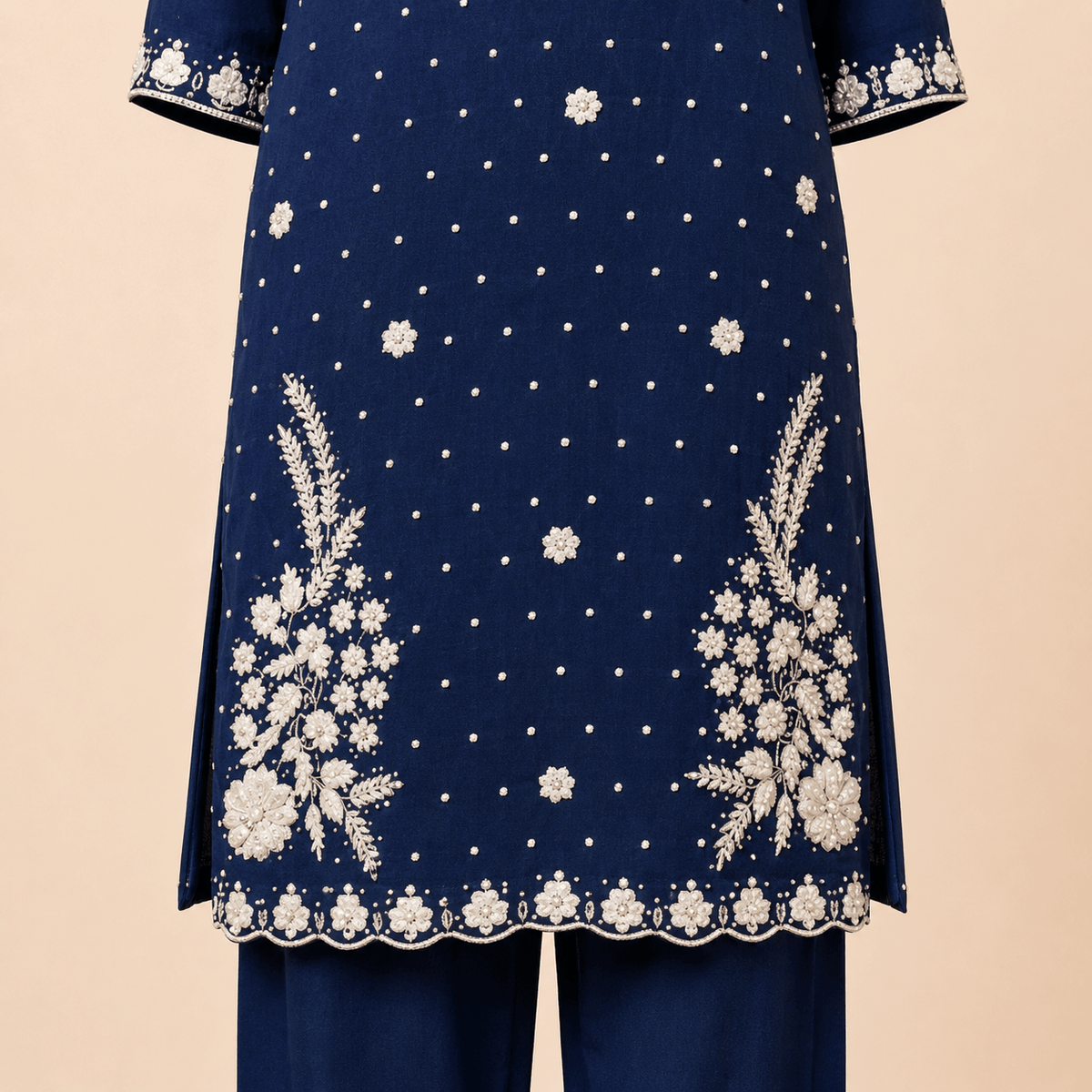 Royal Navy Floral Embellished 3-Piece Formal Suit – 0098M