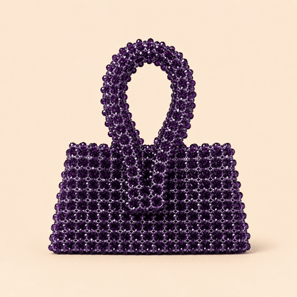Royal Amethyst Crystal Beaded Mini Handbag – 0103M