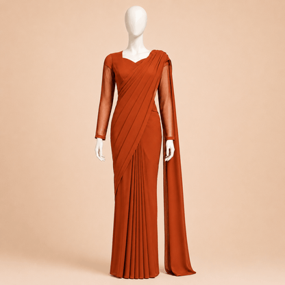 Elegant Chiffon Saree Long Floor-Length Style – 0094M