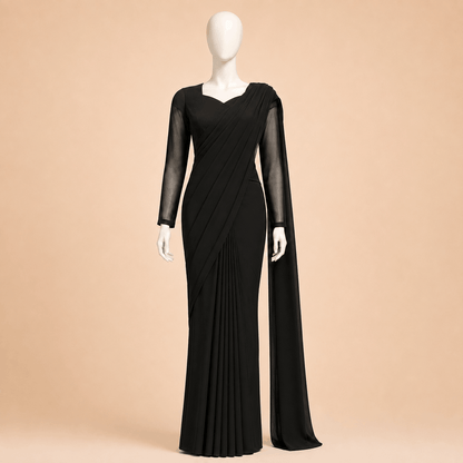 Elegant Chiffon Saree Long Floor-Length Style – 0094M
