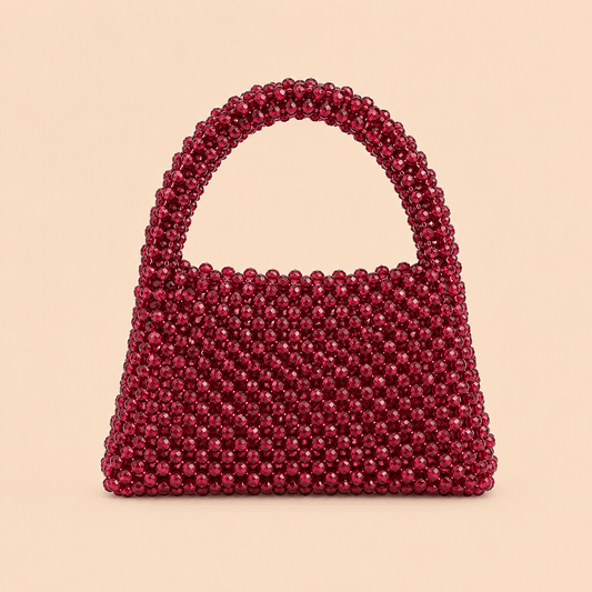 Ruby Red Crystal Beaded Mini Handbag – 0105M