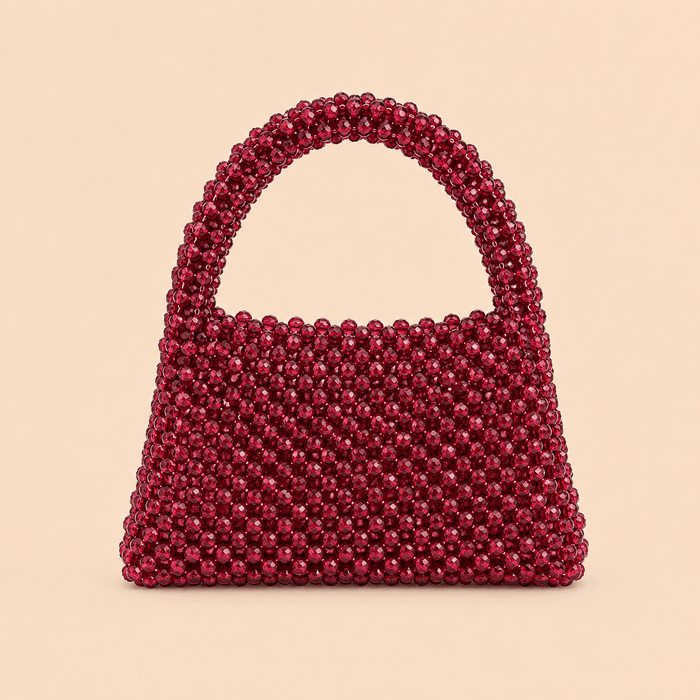 Ruby Red Crystal Beaded Mini Handbag – 0105M