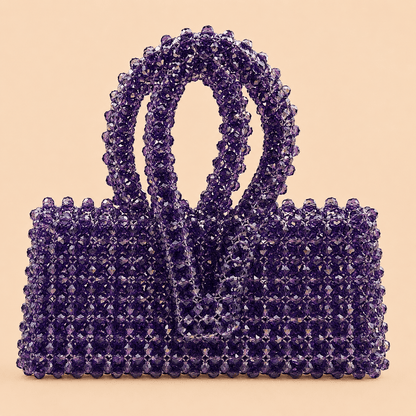 Royal Amethyst Crystal Beaded Mini Handbag – 0103M
