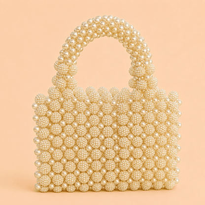 Ivory Pearl Embellished Statement Handbag – 0110M
