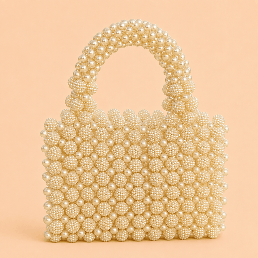Ivory Pearl Embellished Statement Handbag – 0110M