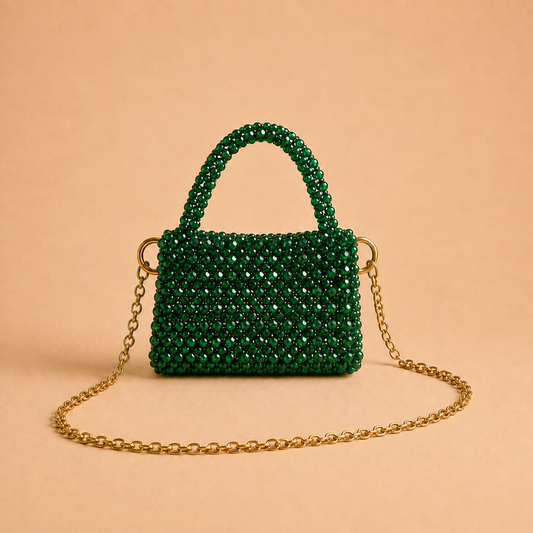 Emerald Crystal Beaded Mini Handmade bag – 0101M