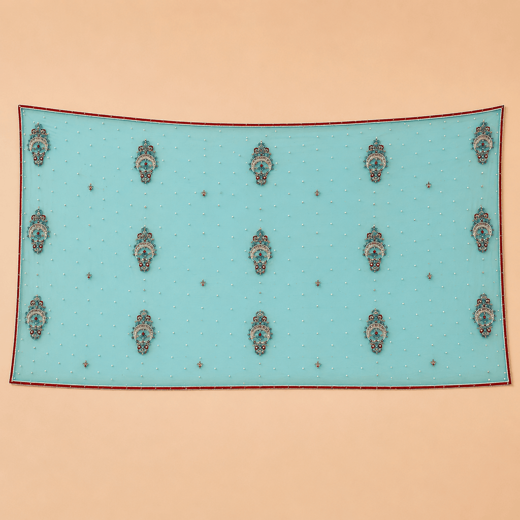 Aqua Jewel Embellished 3-Piece Suit – 0134M
