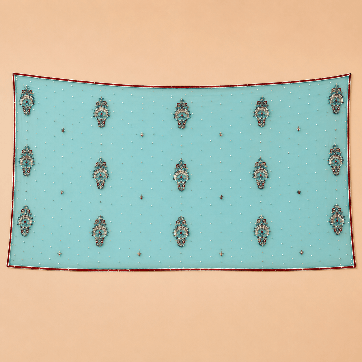 Aqua Jewel Embellished 3-Piece Suit – 0134M