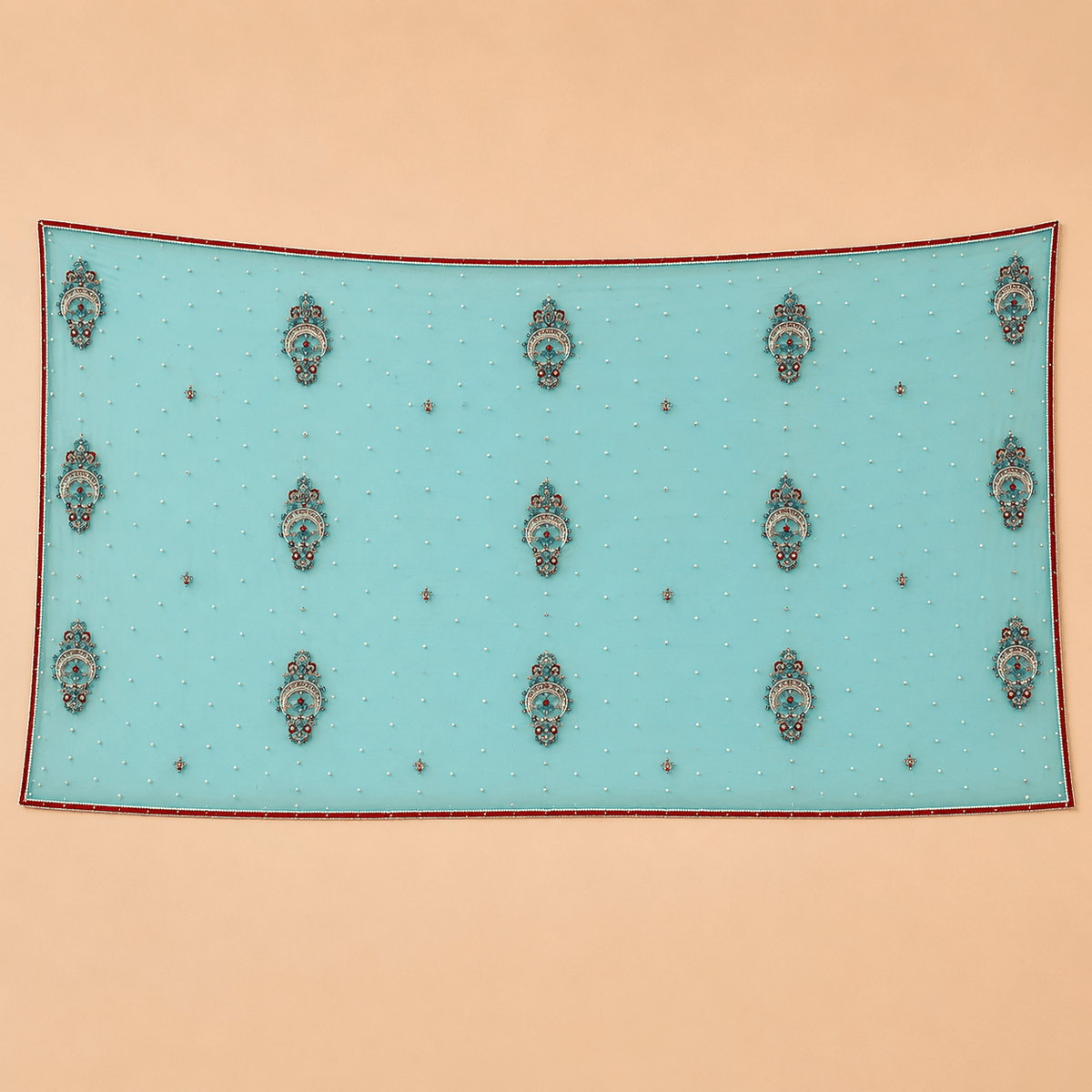 Aqua Jewel Embellished 3-Piece Suit – 0134M