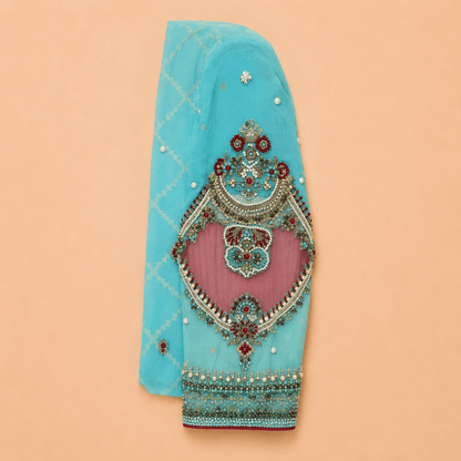 Aqua Jewel Embellished 3-Piece Suit – 0134M