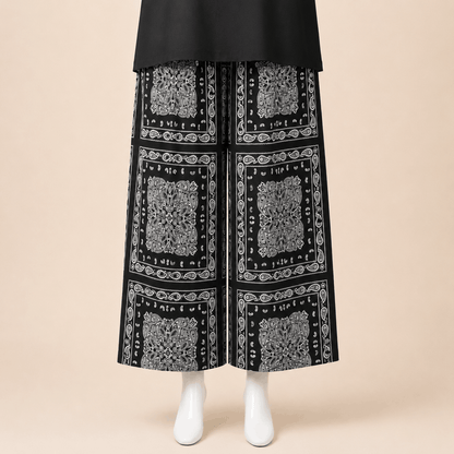 Monochrome Paisley Square-Neck Shirt with Printed Farshi shalwar – 0074M