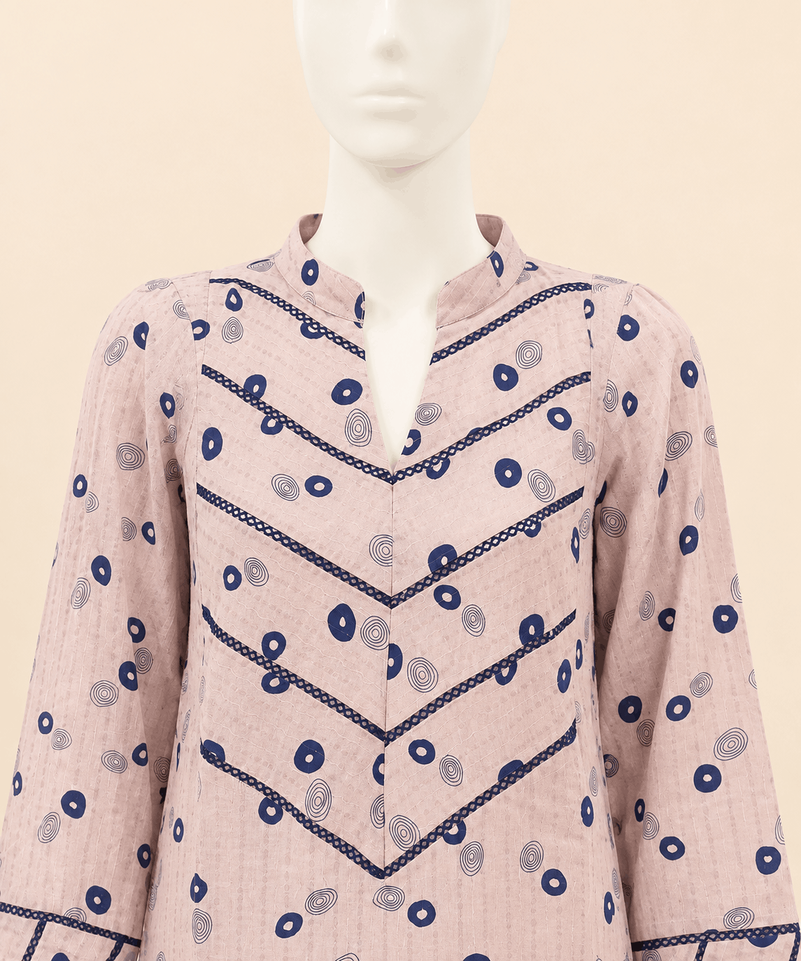 Blush Pink Geometric Print Co-Ord Lawn Set – 0087M